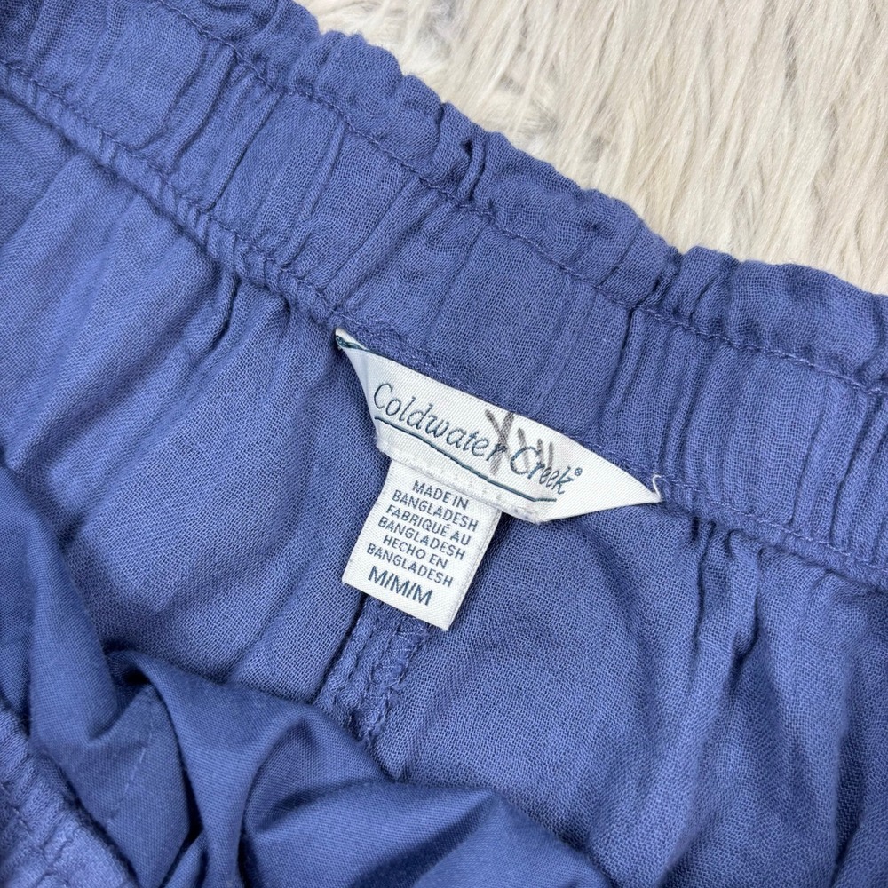 Coldwater Creek Women's M Blue Gauze Cotton Pull On Wide Leg Pants Resort Beach - Picture 3 of 7